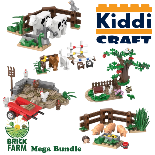 Kiddicraft Brickfarm Bauernhof Bundle KC1101–KC1105 – 5 Sets Klemmbausteine
